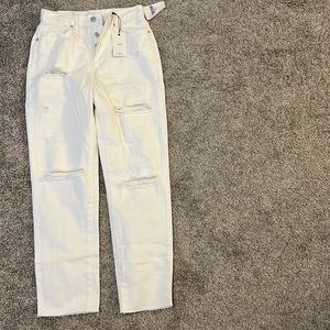 White ripped Mom Jeans
